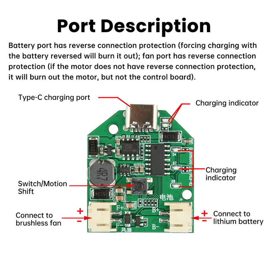 USB-C Lademodul und Boost Board für 3/4-Gang Ventilatoren, 5V bis 12V Steuerplatine in Grün - Bild 2