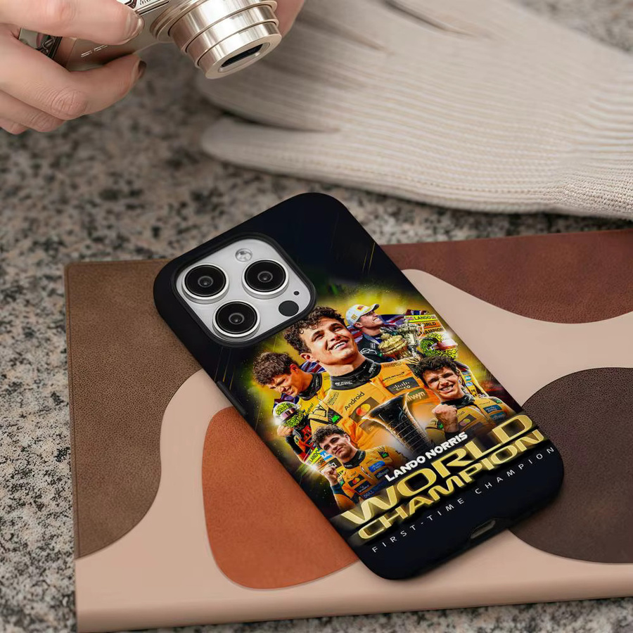 L-Lando N-Norris Handyhülle für iPhone 17 16 15 14 13 12 Pro Max Plus in Weiß und Multicolour mit glänzender HD-Doppelschicht-Flüssighartschale - Bild 4