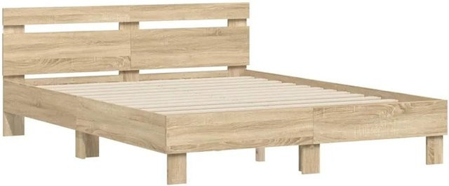 vidaXL Bettrahmen Sonoma in Eiche-Optik mit LED-Unterbettbeleuchtung und USB-Ladeport, B/T: 157 x 206 cm - Bild 1