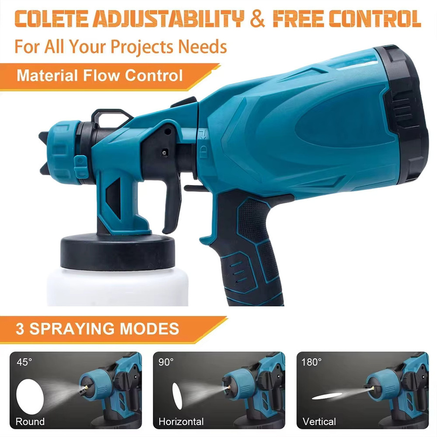 Magnitt Elektrische Akku-Spritzpistole Cordless Farbspritzgerät für Auto, Möbel und Stahl mit 800 ml Fassungsvermögen, kompatibel mit Makita 18V Akkus - Bild 4