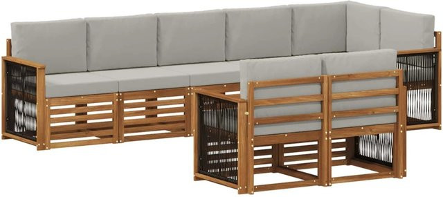 vidaXL Sofagarnitur aus Massivholz Akazie im modernen Latten-Design mit Armlehnen - Bild 1