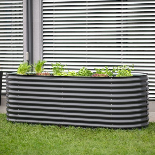 Westmann Metall Hochbeet Grow Faster aus galvanisch verzinktem Stahl, anthrazit, B: 80 cm, T: 240 cm, H: 82 cm - Bild 1
