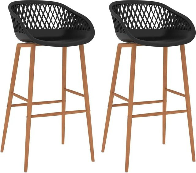Set aus 2 Barhockern von vidaXL in Schwarz und Braun mit Kunstleder-Sitzfläche und Metallgestell für die Küche - Bild 1