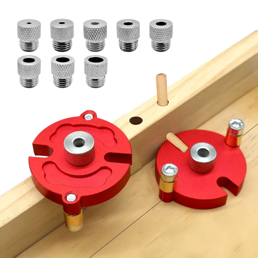 GDART Dübelvorrichtungssatz für die Holzbearbeitung aus Aluminium in Rot mit Metallbuchsen für 3–10 mm und selbstzentrierender Bohrführung - Bild 3