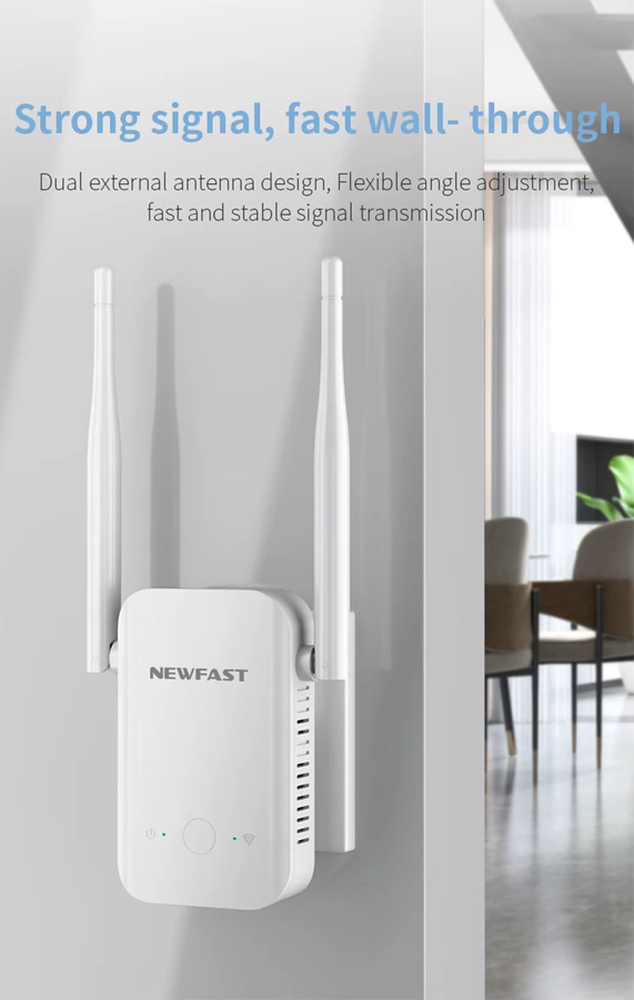 NEWFAST WiFi Repeater 300 Mbps Single Band 2,4G WLAN Verstärker mit 2 Antennen in Weiß - Bild 3