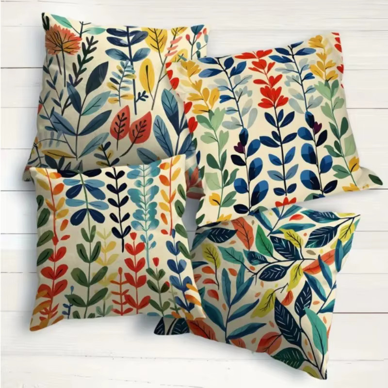 VIKAMA Kissenbezug im Boho-Stil mit floralem Design, quadratisch, Mehrfarbig, B/B/H: 45 x 45 x 45 cm - Bild 3