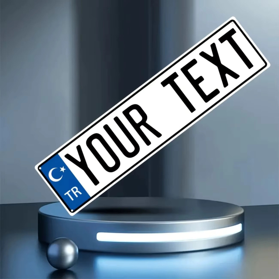Personalisiertes türkisches Nummernschild von Hello Young als Vintage-Dekoration aus Aluminium in Grün und Weiß - Bild 2