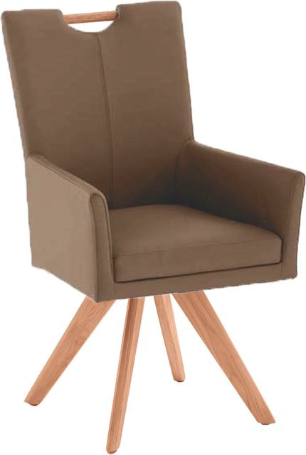 Polsterstuhl COLORADO von NIEHOFF SITZMÖBEL aus Buche und Leder in Beige und Braun mit Armlehnen - Bild 1