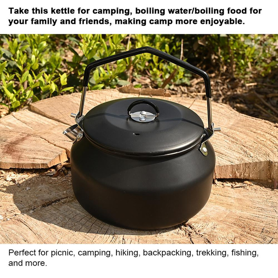 TOMTOP JMS Outdoor Edelstahl Wasserkocher mit Verriegelung und Griff in Silber für Camping und Picknick - Bild 6