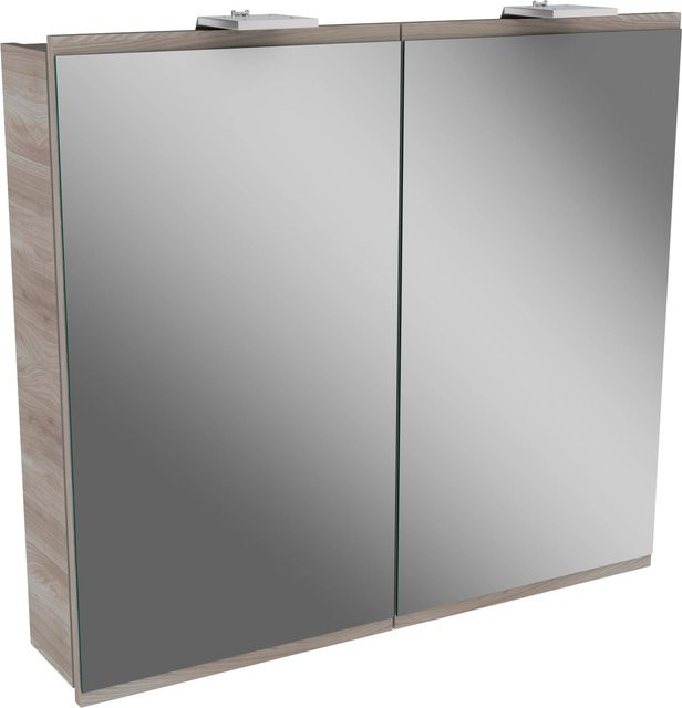 Fackelmann Spiegelschrank LIMA mit Softclose Türen und LED-Beleuchtung, Grau/Braun, B/H/T: 80 x 73 x 15,3 cm - Bild 1
