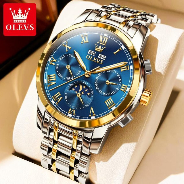OLEVS Armbanduhr, Automatik, Edelstahl, Blau, 41 mm, Herren - Bild 1