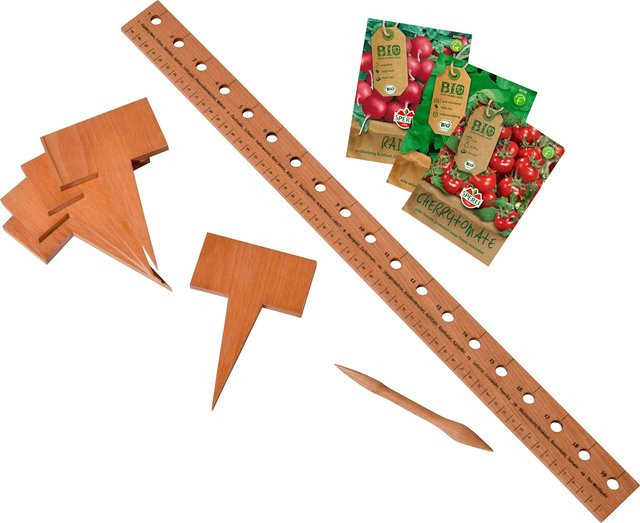 dobar Pflanzen-Starter-Set aus Buchenholz in Braun mit Samen - Bild 1