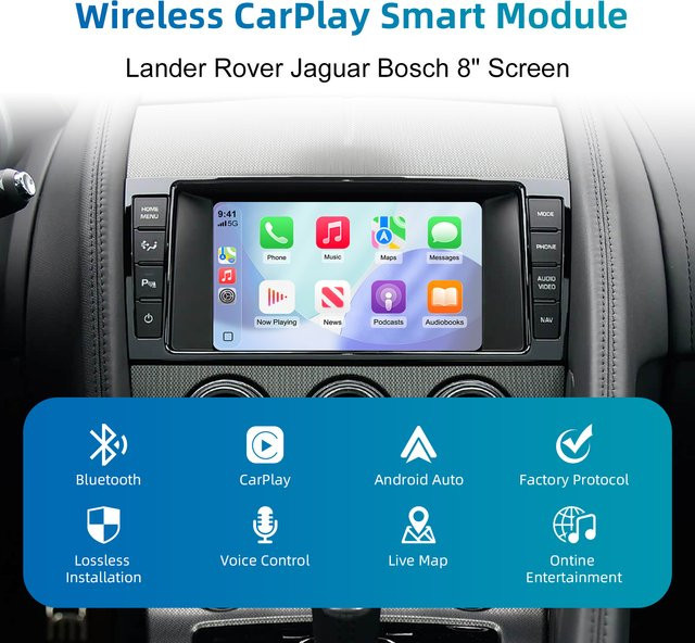 LEXXSON Drahtloses CarPlay und Android Auto Interface Upgrade Kit für Jaguar XE XF XJL F-TYPE 2012-2016 mit Bluetooth und Wi-Fi - Bild 1