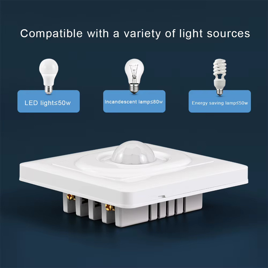 Intelligenter LED Infrarot Bewegungsmelder mit PIR-Sensor und Zeitverzögerung für Korridor und Treppe, Weiß - Bild 2