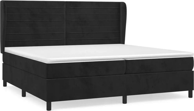 vidaXL Boxspringbett mit Matratze Schwarz Samt B/T/H: 200 x 200 x 203 cm - Bild 1