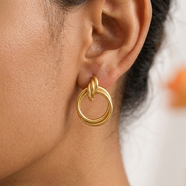 amofa Ohrringe Edelstahl, Gold, Vintage, Damen - Bild 1