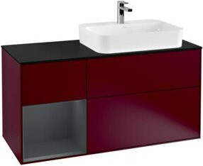 V&B Finion Waschtischunterschrank mit Wandbeleuchtung, Breite: 120 cm, Tiefe: 50,1 cm, Höhe: 50,1 cm, Farbe: Platin matt brillant lackiert - Bild 1