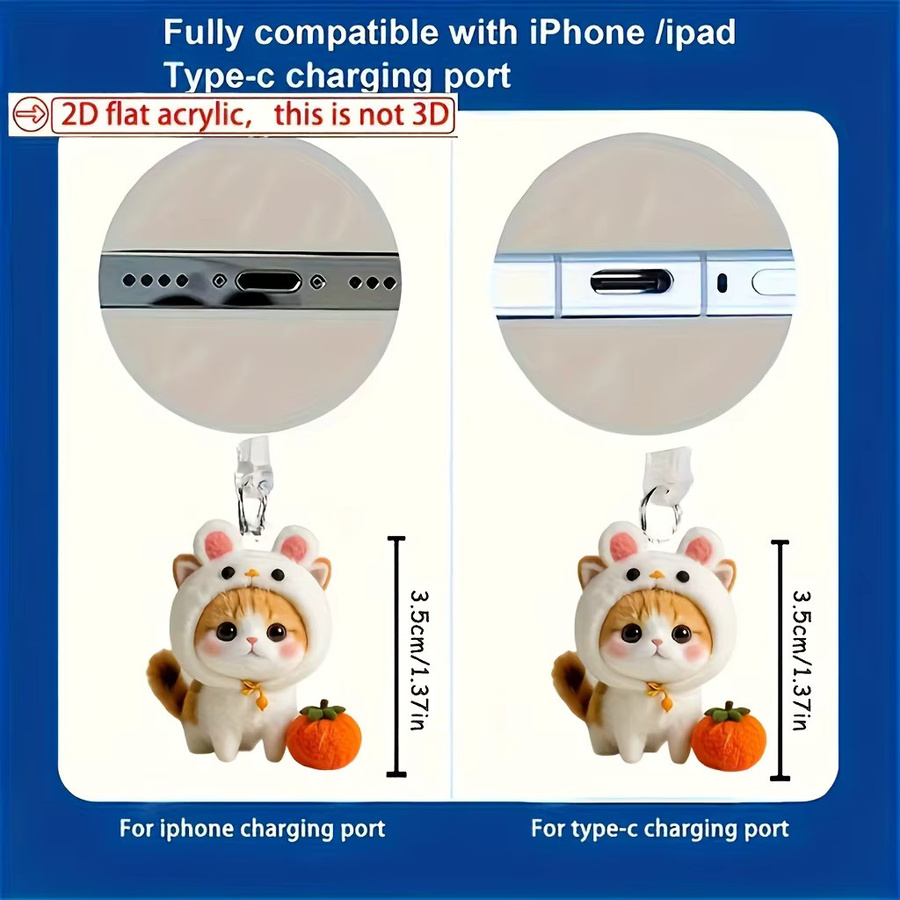 2D-Acryl-Staubschutzstopfen in Hasen- und Katzenform für iPhone 17 mit USB-C Anschluss, Multicolor - Bild 2