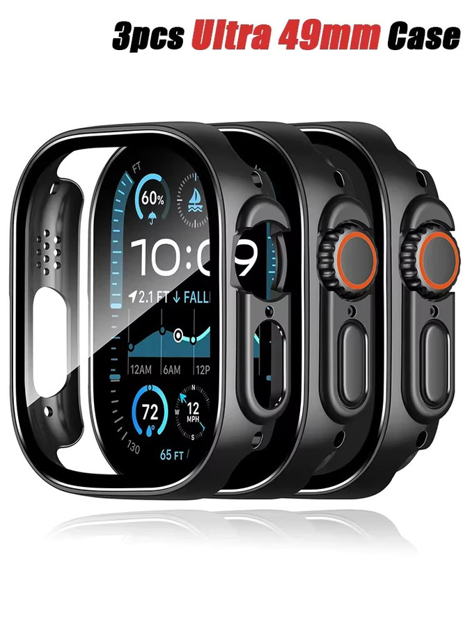 3 Stück Abdeckung für Apple Watch Ultra 49 mm, Hard PC, Schwarz - Bild 5