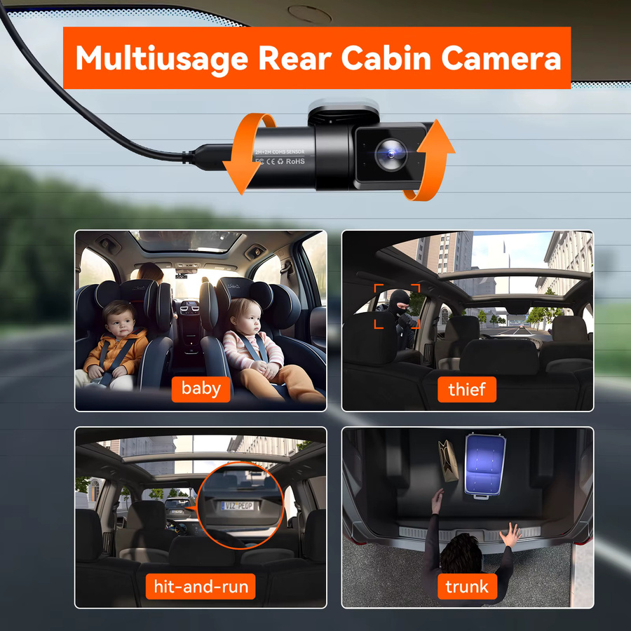 Vantrue N5 DashCam 4-Kanal 4K mit WiFi, GPS, STARVIS 2 IR Nachtsicht und Sprachsteuerung in Schwarz - Bild 3