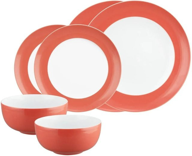 Seltmann Weiden Liberty Pure Colors Basic-Set 6-teilig aus Porzellan in Flamingo Red - Bild 1
