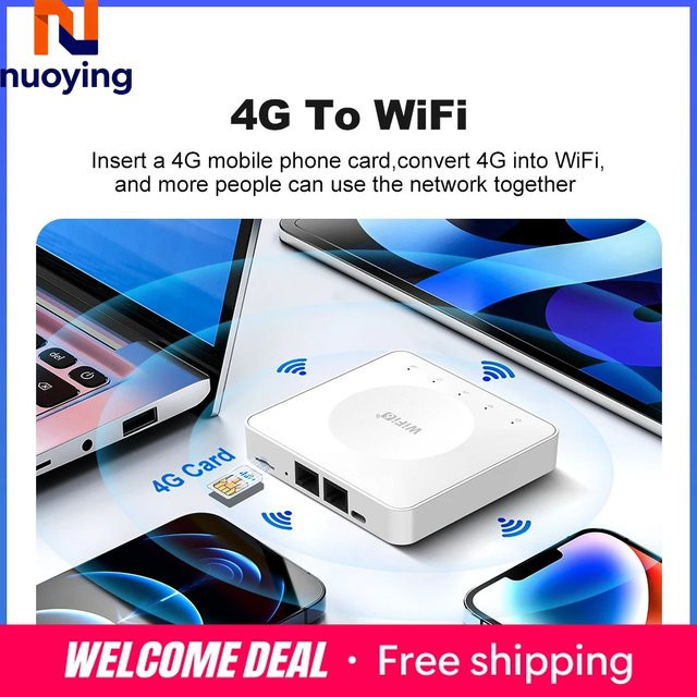 NUOYING 4G SIM WLAN-Router WiFi6 Mobilfunk-Modem mit Typ-C Schnittstelle für bis zu 32 Geräte in Weiß - Bild 1