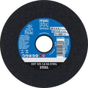 PFERD Trennscheibe EHT SG STEEL für Stahl, Durchmesser: 125 mm, Dicke: 1,6 mm, Bohrung: 22,23 mm, Farbe: Schwarz - Bild 1