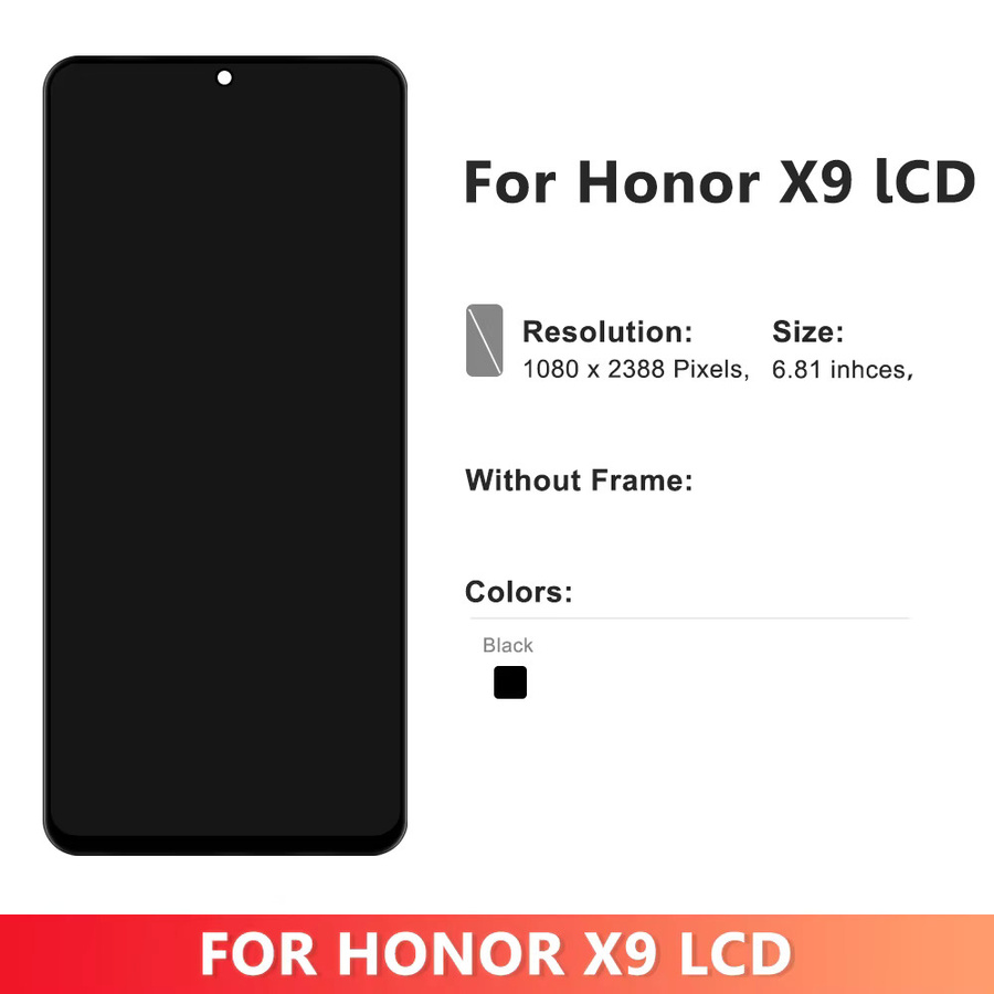 Sinmaytai LCD-Bildschirm mit Touchscreen-Digitalisierer und Rahmen für Honor X9 4G/5G (Modell ANY-NX1), 6.81 Zoll, Schwarz - Bild 2