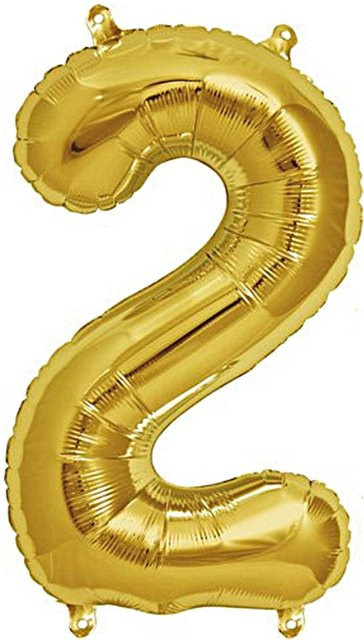 Rico Design Folienballon Zahl 2 in Gold, Höhe: 36 cm - Bild 1