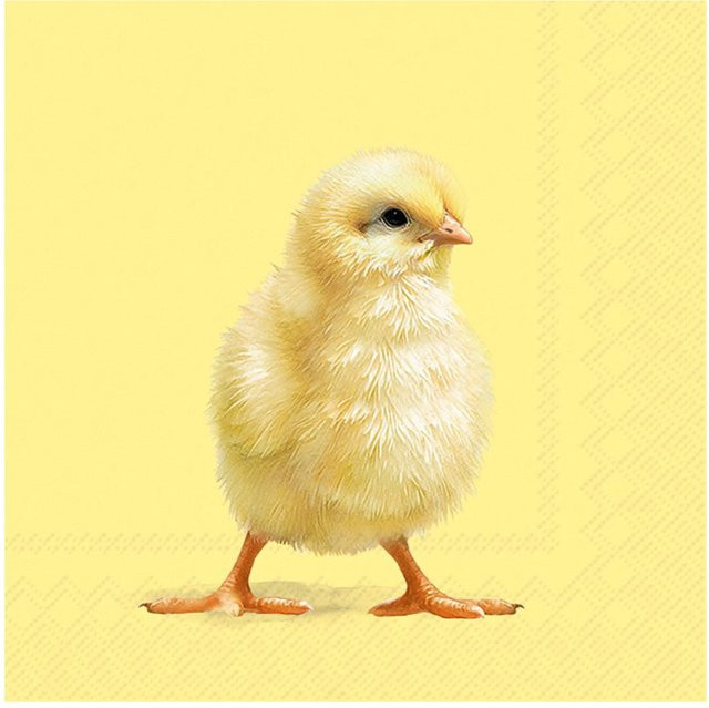 Serviette Easter Chick mit Küken-Motiv in Gelb und Multi, Papier, Breite: 33,0 cm, Höhe: 33,0 cm - Bild 1
