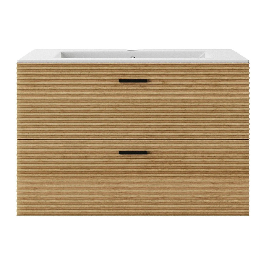 Vente-unique Einzelwaschtisch Sarone in Naturholz, Farbe: Beige/Weiß, Breite: 80 cm - Bild 2