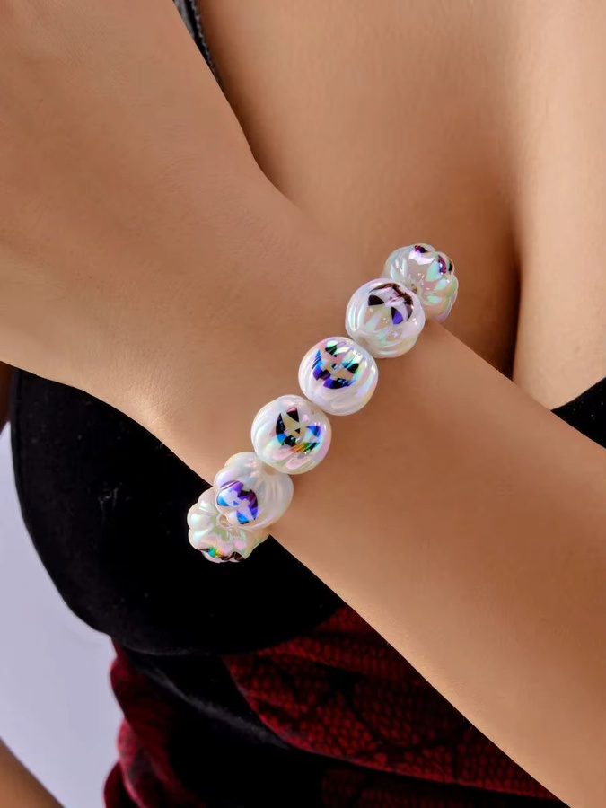 Rinhoo Armband, Harz, Schwarz, Perle, Unisex, Gothic, Halloween - Bild 2