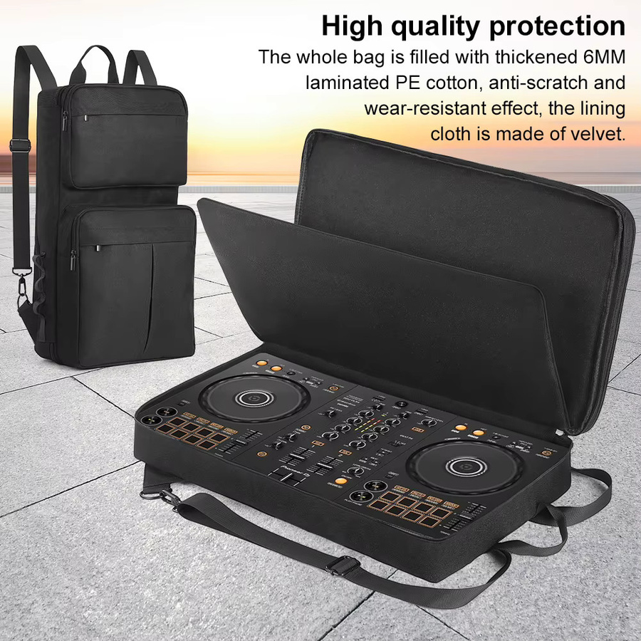DJ-Rucksack von APWIKOGER in Schwarz für Pioneer DDJ-400, DDJ-FLX4 und Roland DJ-202 Mixer mit verstellbarem Schultergurt und kratzfestem Material - Bild 2