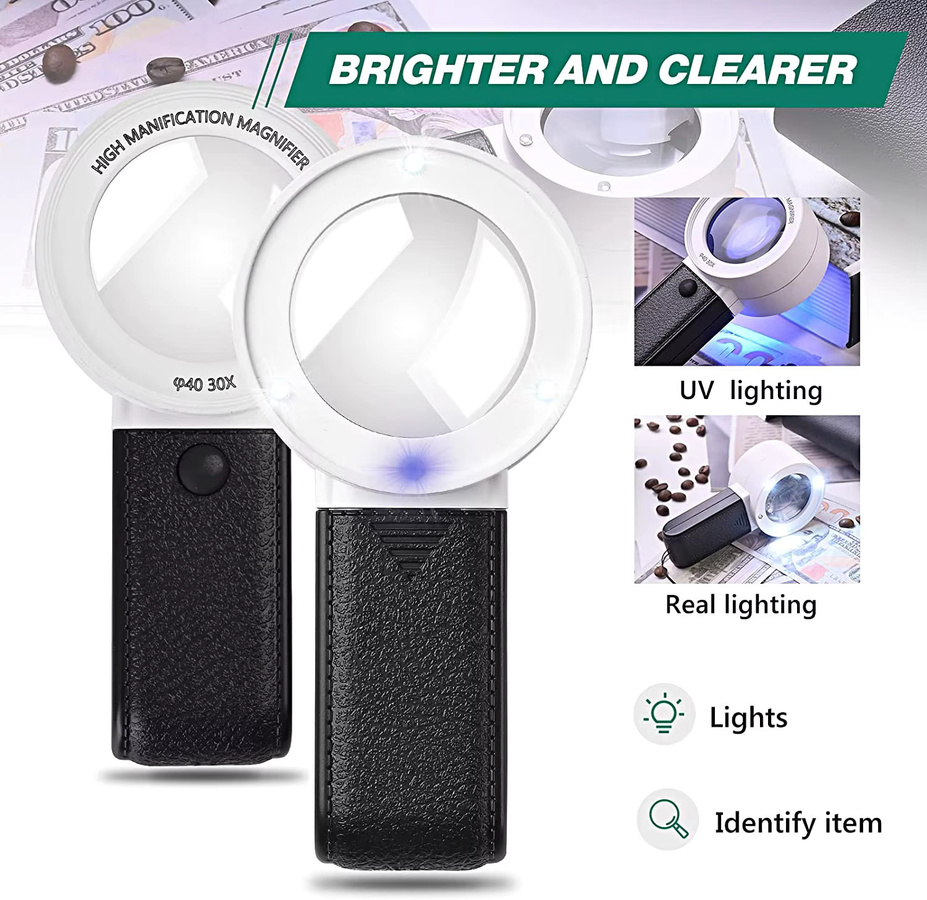 xiyear Handlupe 30x, mit LED-Beleuchtung, Weiß - Bild 2