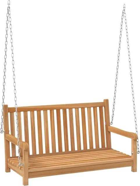 vidaXL Hollywoodschaukel aus lackiertem Teakholz in Braun, B/T/H: 114 x 60 x 64 cm - Bild 1
