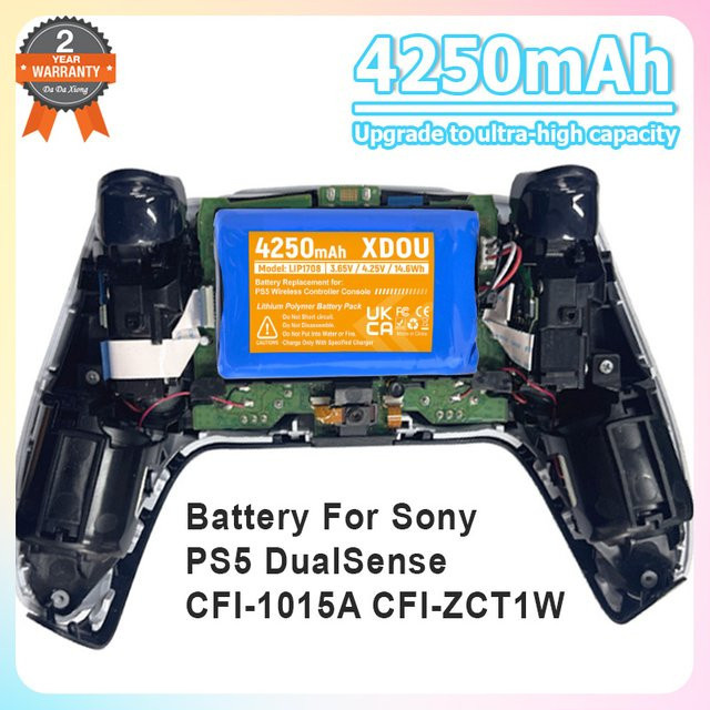 Sony Ersatzakku für PlayStation 5 Dualsense Controller, 4250mAh, Li-Ion Pack, Modell CFI-ZCT1W und CFI-ZCT1J, Blau - Bild 1