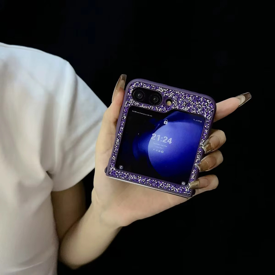 Magnetische Glitzer Diamant TPU Schutzhülle für Samsung Galaxy Z Flip 8 7 FE 6 5 4 3 in Purple - Bild 3