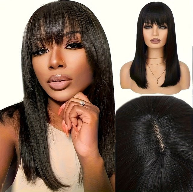 Suri Hair Bob-Perücke mit Pony, Schwarz, Synthetikhaar, Damen - Bild 1