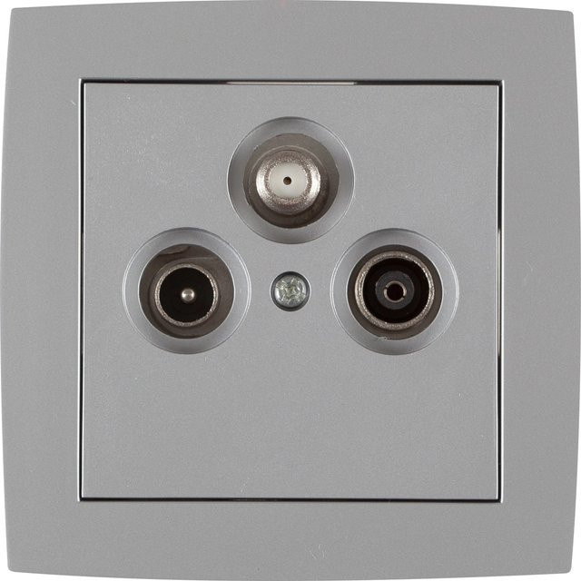 OBI Antennensteckdose Tauri 3-fach mit Rahmen in Silber - Bild 1