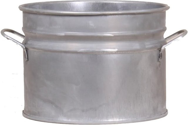 Zink-Übertopf mit Griffen in Silber im Shabbylook, Durchmesser: 16 cm, Höhe: 13 cm - Bild 1