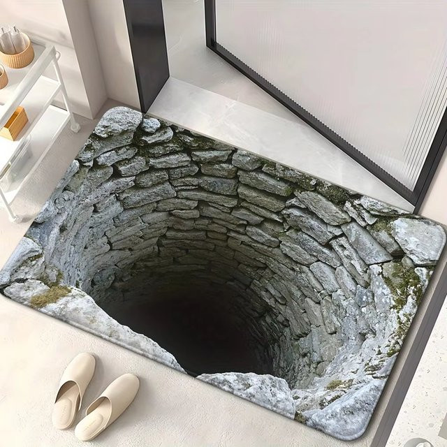 VIKAMA 3D-Bodenmatte aus Polyester, grau, B/T: 60 x 40 cm, saugfähig und rutschfest - Bild 1