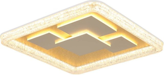 GLOBO LED-Deckenleuchte LORAINE in Gold und Weiß, modernes quadratisches Design aus Metall und Acryl, B/H/T: 48,8 x 7 x 48,8 cm - Bild 1