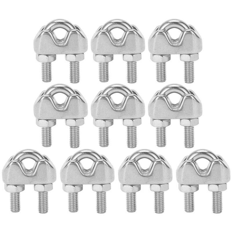 Meterk 10er Set M4 U-Bolzen Drahtseilklemmen aus Edelstahl in Silber und Weiß für 3/16 Zoll Kabel - Bild 5