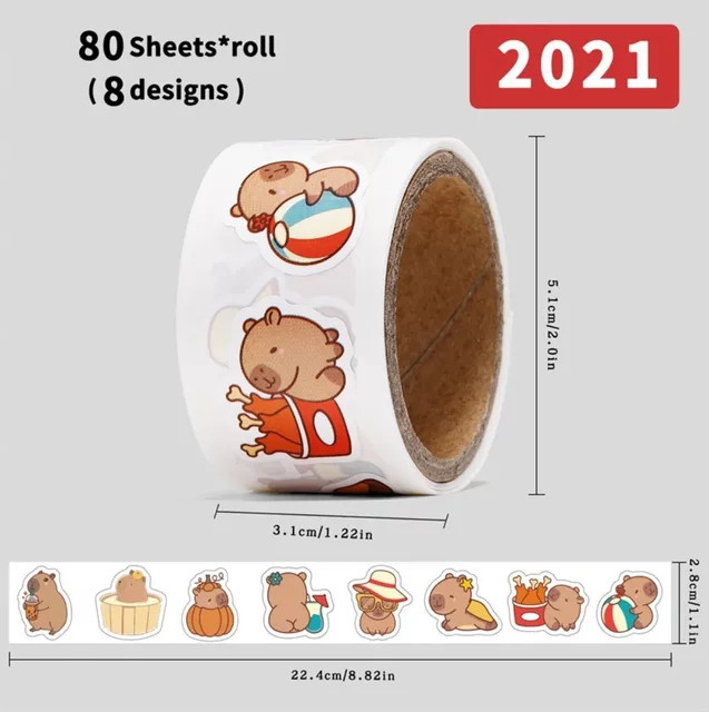 80 Stück Capybara Curly Aufkleber im süßen Cartoon-Stil von Anime Worlds Store, bunt, Scrapbook Dekoration für Kinder und Studenten - Bild 1