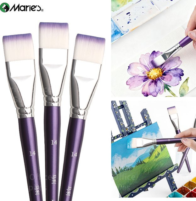Marie's Pinselset mit Nylonhaar für Acrylmalerei, Gouache und Basteln, 3 Stück - Bild 1