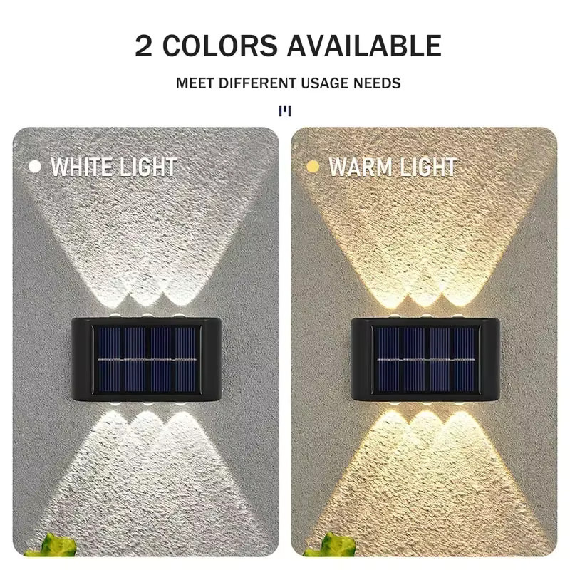 KDULIT LED Solar-Wandleuchte in Schwarz, moderne rechteckige Außenleuchte mit Up-and-Down-Lichteffekt und Warmweißem Licht für Garten und Außenbereich - Bild 4