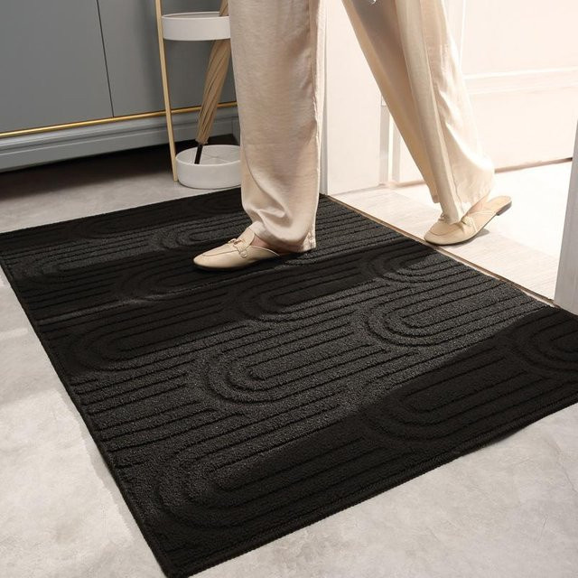 Rutschfeste Eingangsmatte in Schwarz zur Staubentfernung, B/B: 80 x 120 cm - Bild 1