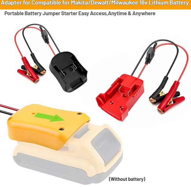 Lithium-Batterie Notstromversorgung Kit mit Sicherung für Makita, DeWalt und Milwaukee 18V, Farbe: Rot - Bild 1