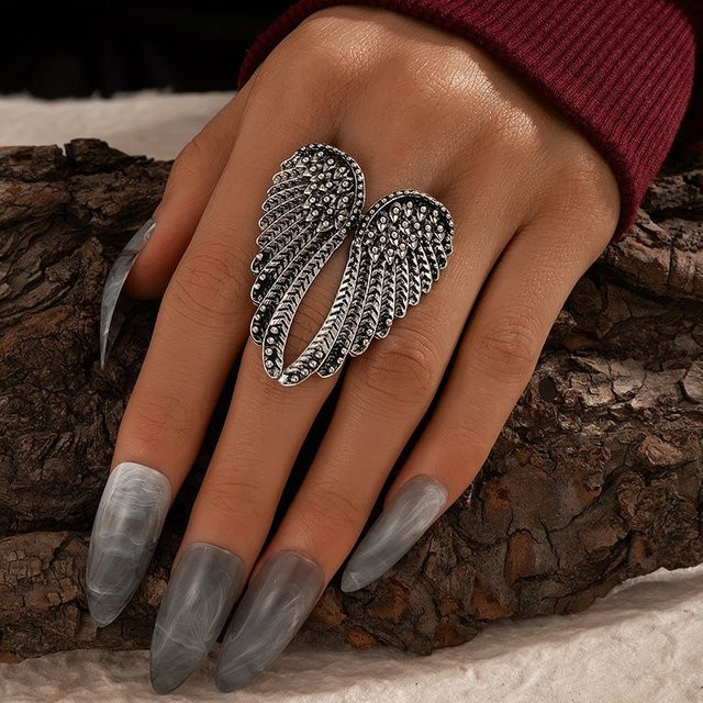 LENNIK Ring Engelsflügel, Silber, Vintage, Unisex - Bild 1