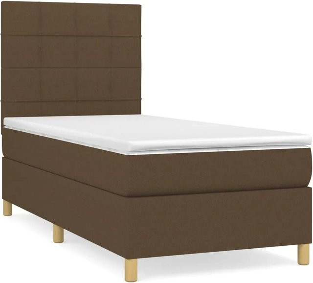 vidaXL Boxspringbett mit Matratze Dunkelbraun B: 80 cm, T: 200 cm, H: 128 cm - Bild 1